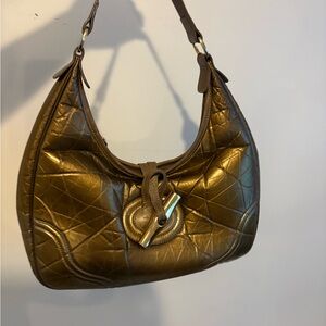 Longchamp Metallic Brown Quilted Hobo Bag